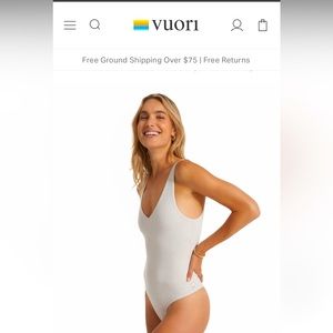Brand new with tags vuori bodysuit. Salt heather color. Super soft luxe fabric.